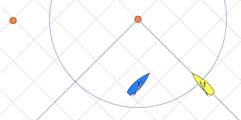 rule 18.1 example 1 – Yellow and Blue on opposite tacks inside the zone at the windward mark