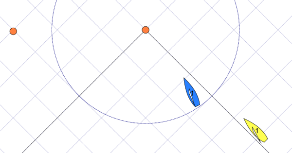 rule 18.1 example 3 – Blue in the zone at the windward mark, not needing to tack