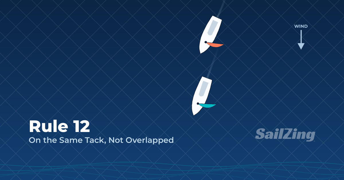 Rule 12 diagram: a boat clear astern keeps clear of the boat clear ahead on the same tack